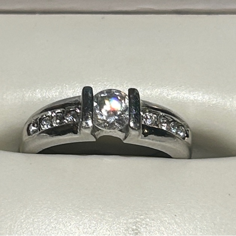 Silver Ring with‎ Gemstone Accents